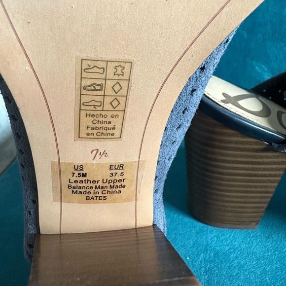 Sam Edelman Bates Denim Perforated Suede Mules - Size 7.5 - Picture 5 of 10